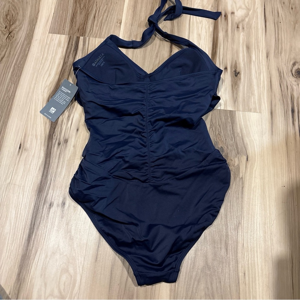 NEW Athleta Hampton Twist One Piece Swimsuit Navy Blue Size 32B 32C Built In Bra - Picture 6 of 10